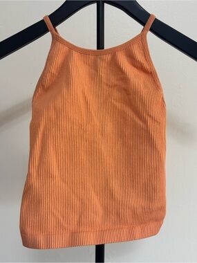 Sunday Best Orange Ribbed Spaghetti Strap Tank Top Size Small